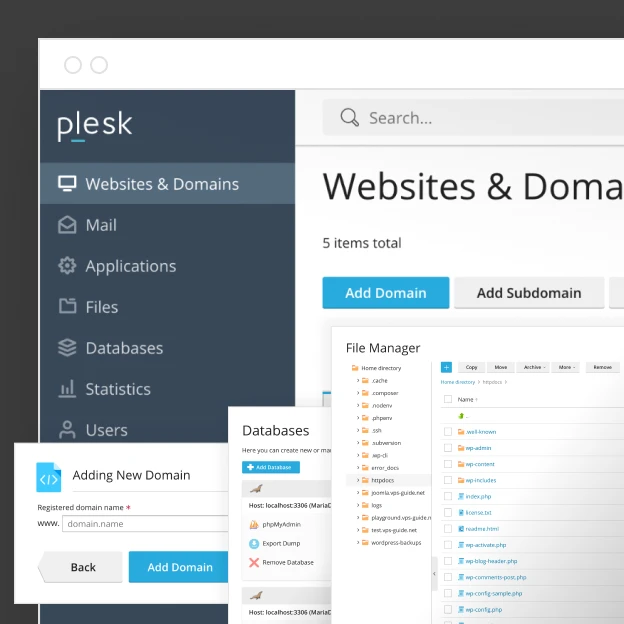 Mantén todo bajo control con Plesk Mantén todo bajo control con Plesk